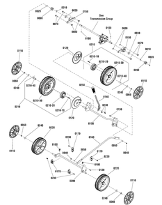 Wheels Group, Rwd, Single Point Height-Of-Cut Diagram and Parts List for 7800909-CESPV22675FC 2012 Briggs and Stratton Lawn Mower